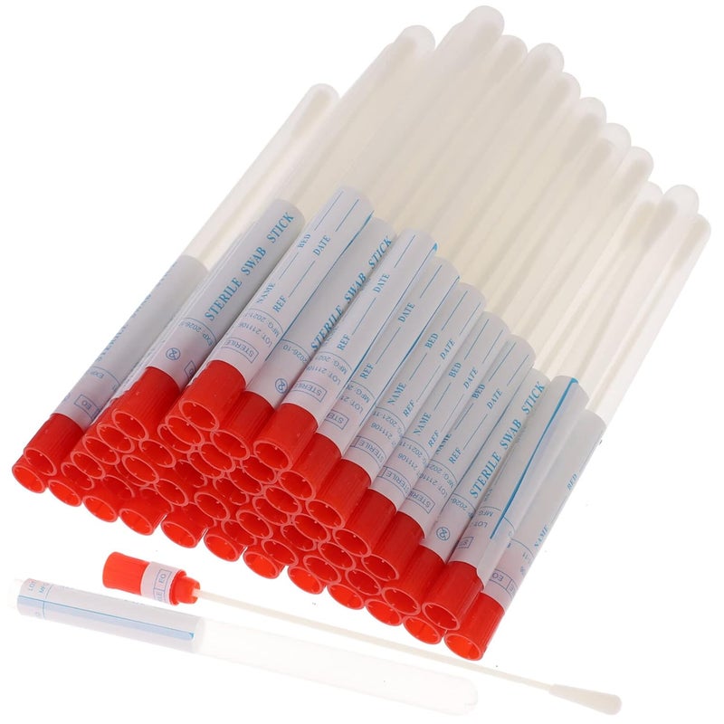 EXCEART 50 Sets Nasopharyngeal Specimen Flocked Swab Nasal Swabs Sterile Individually Wrapped Nylon Flocking Tip Flocked Swab with Tube and Labels for Sampling（Random Color） - Image 1